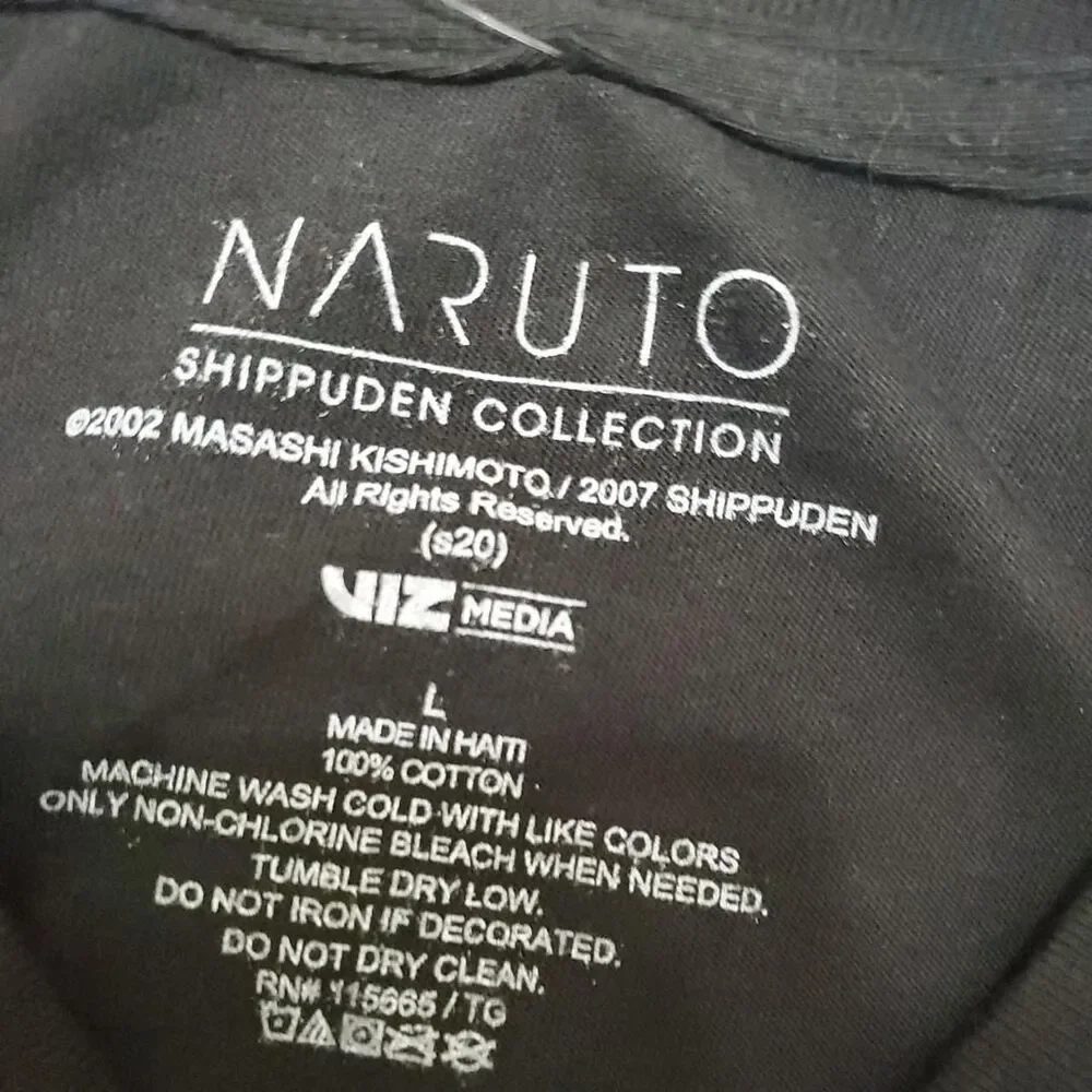 NEW Naruto Nine Tails Chakra Shippuden Collection Anime Black Short Sleeve Tee L